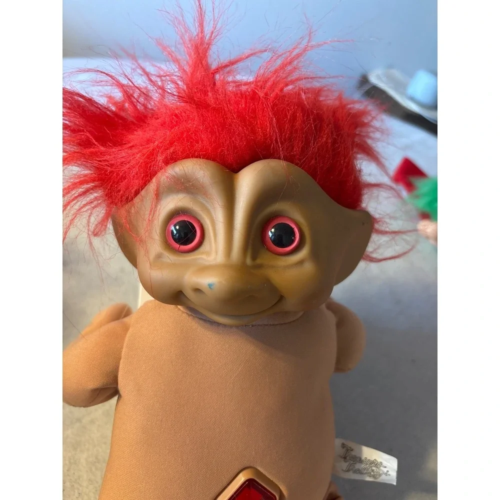 1991 Ace Novelty Treasure Trolls Doll Red Hair Big Eyes Gem Belly